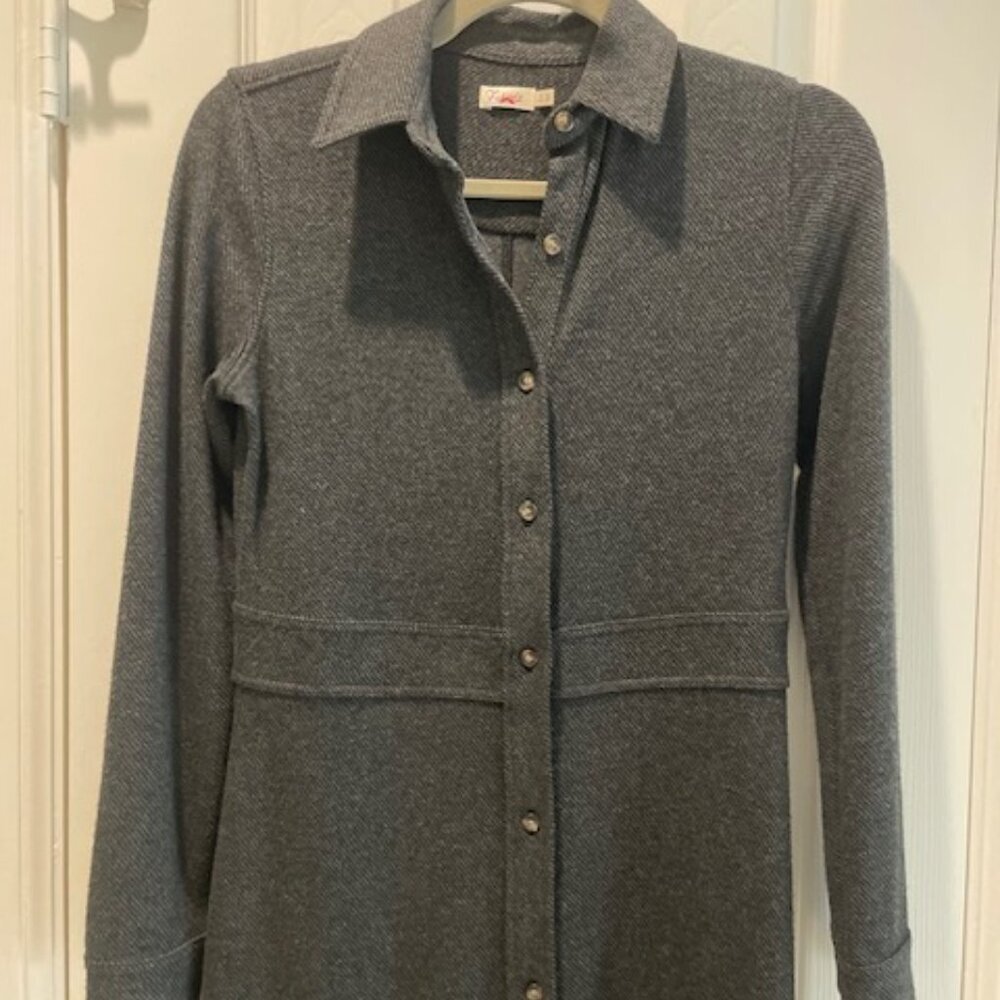Faherty Legend Heathered Black Twill Sweater Dress XXS - Picture 8 of 9